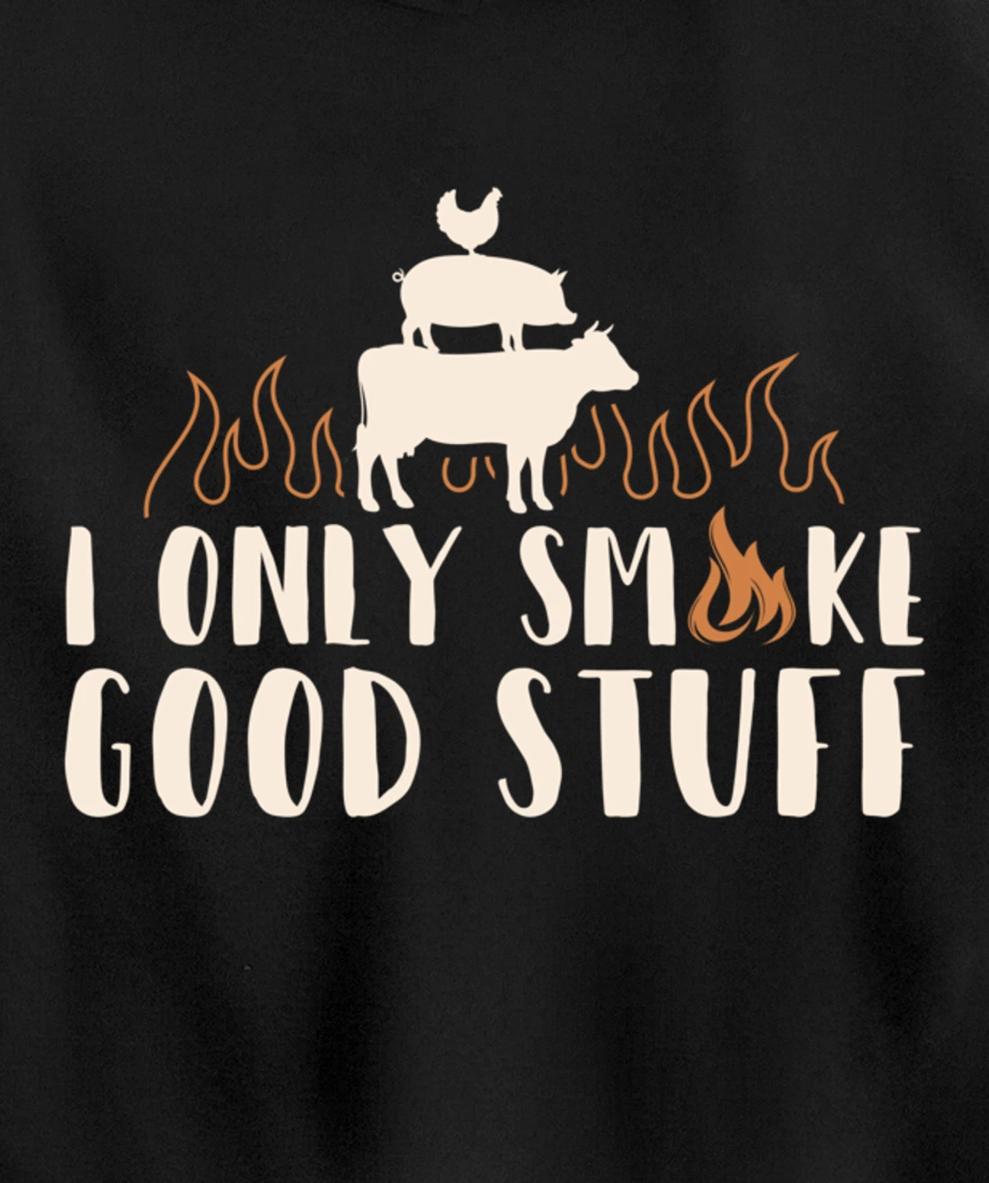 Funny Cow Pig Chicken BBQ Good Stuff Graphic Meat Smoking Pullover Hoodie