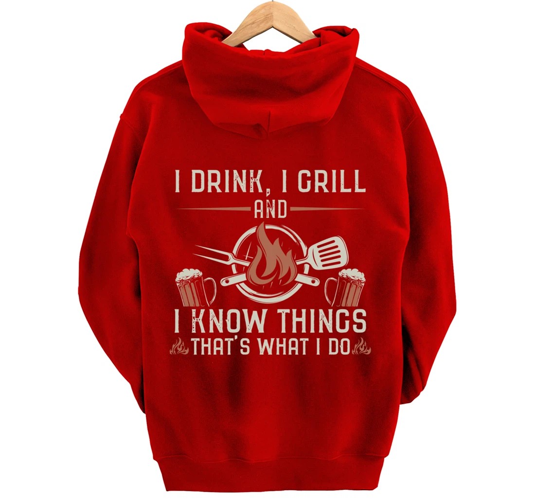 Funny Barbecue Beer Lover Graphic Women Men Meat Smoking BBQ Pullover Hoodie