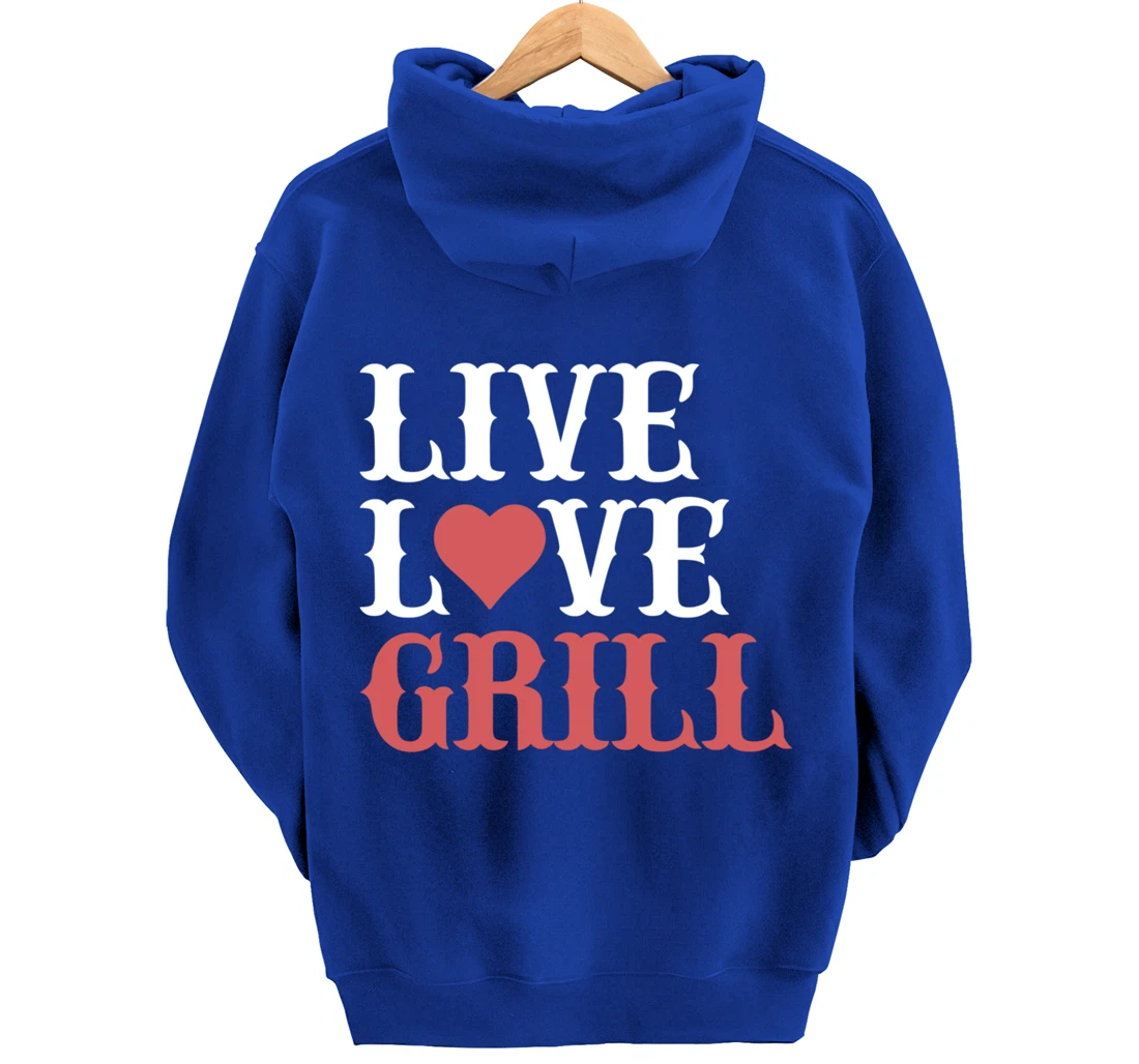 Funny Barbecue Live Love Graphic Women Men Meat Smoker Grill Pullover Hoodie