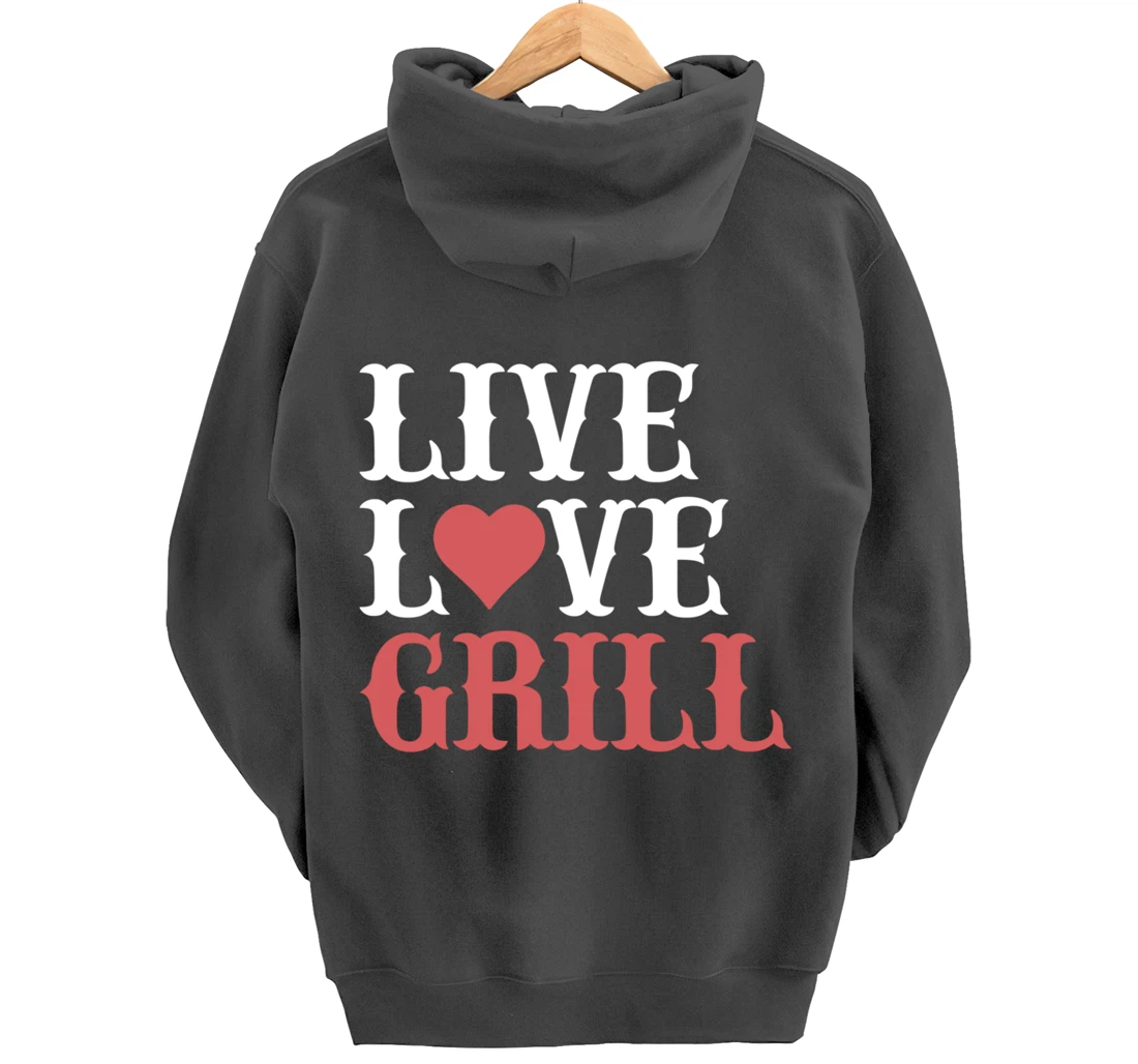 Funny Barbecue Live Love Graphic Women Men Meat Smoker Grill Pullover Hoodie
