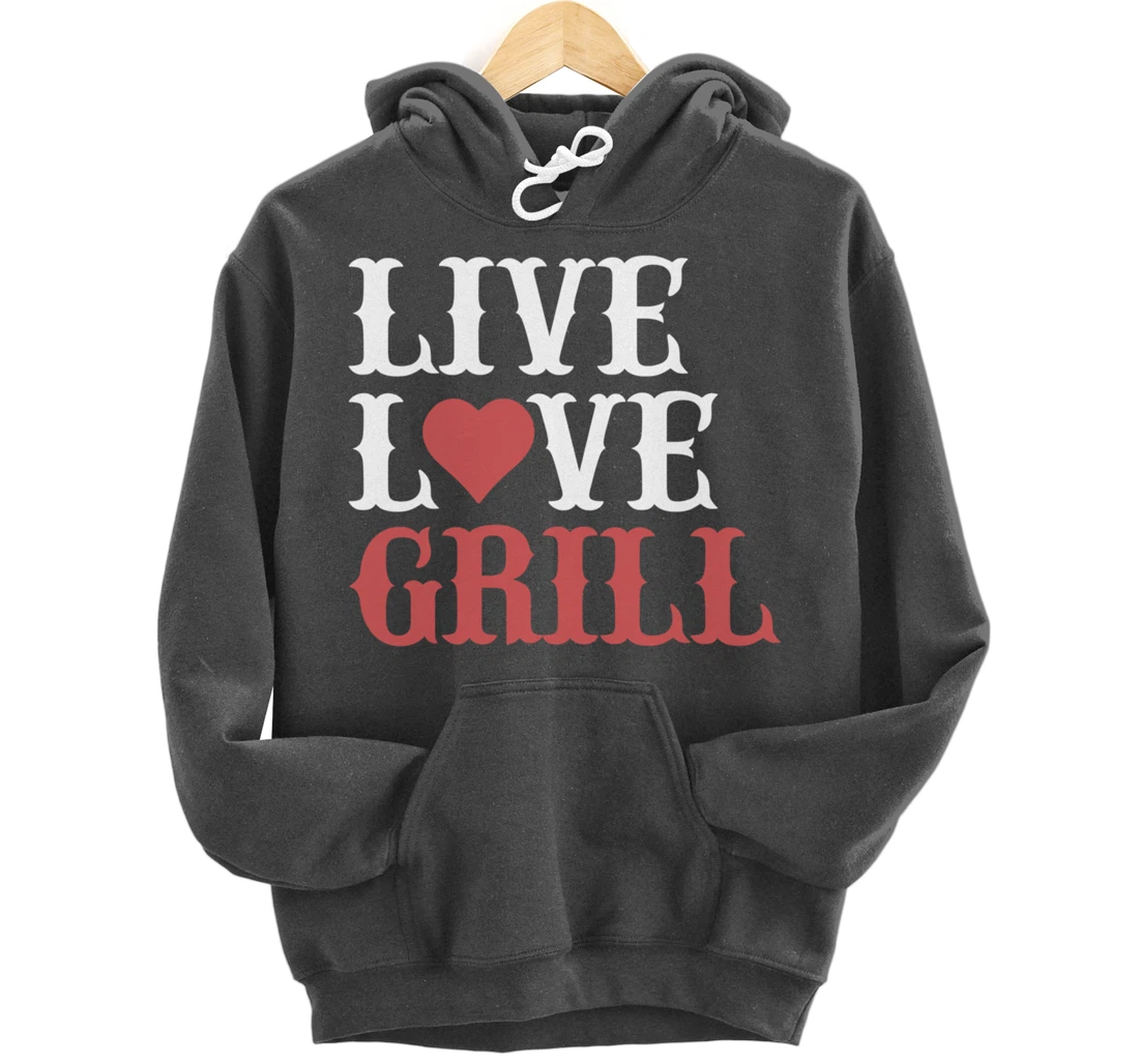 Funny Barbecue Live Love Graphic Women Men Meat Smoker Grill Pullover Hoodie