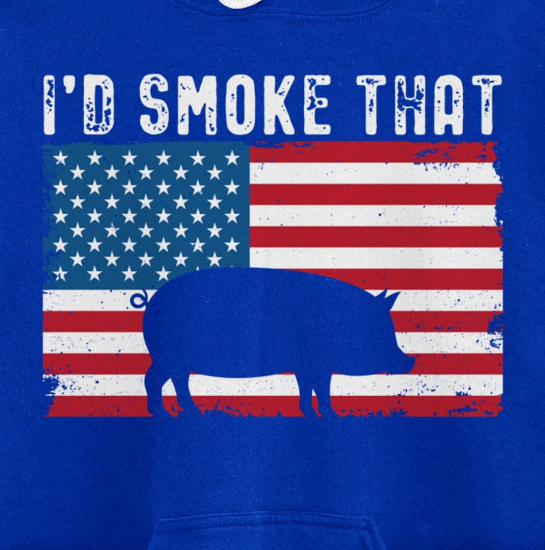 Patriotic Barbecue Pig Graphic American flag Meat Smoking Pullover Hoodie