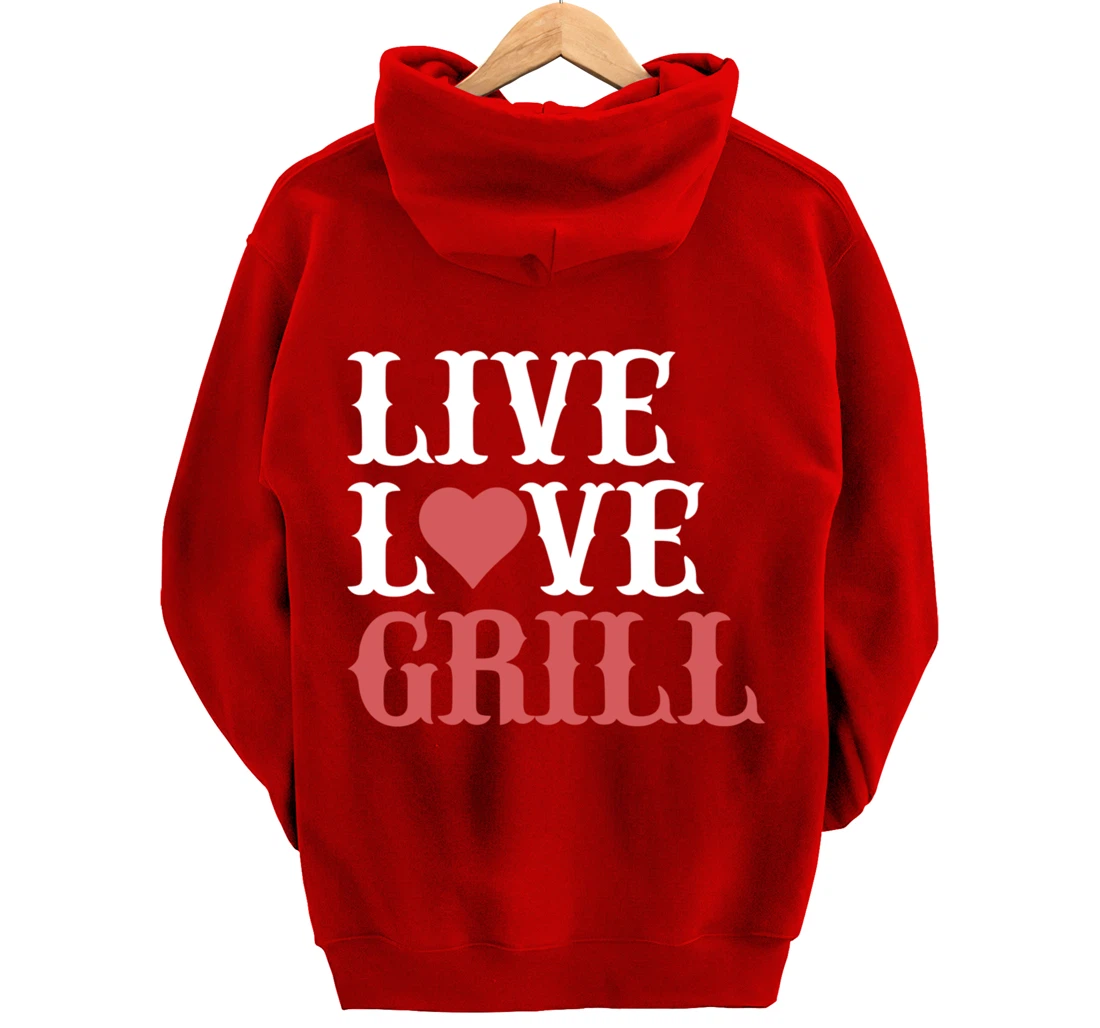 Funny Barbecue Live Love Graphic Women Men Meat Smoker Grill Pullover Hoodie