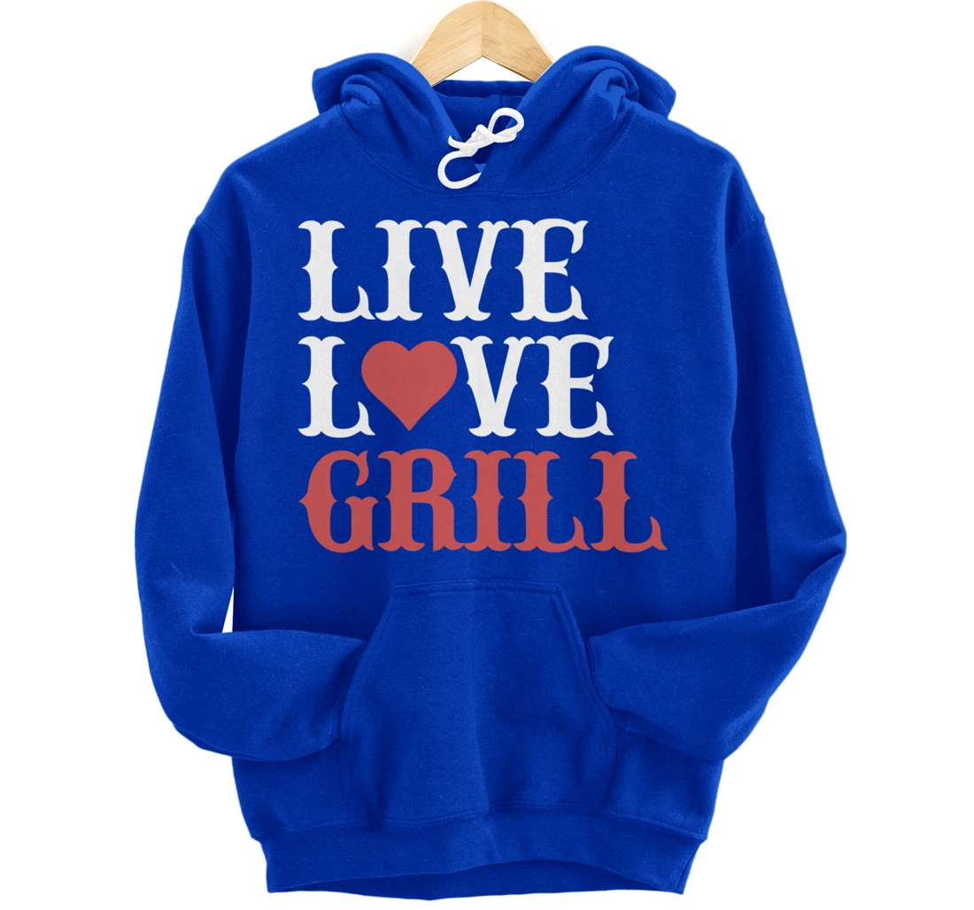 Funny Barbecue Live Love Graphic Women Men Meat Smoker Grill Pullover Hoodie