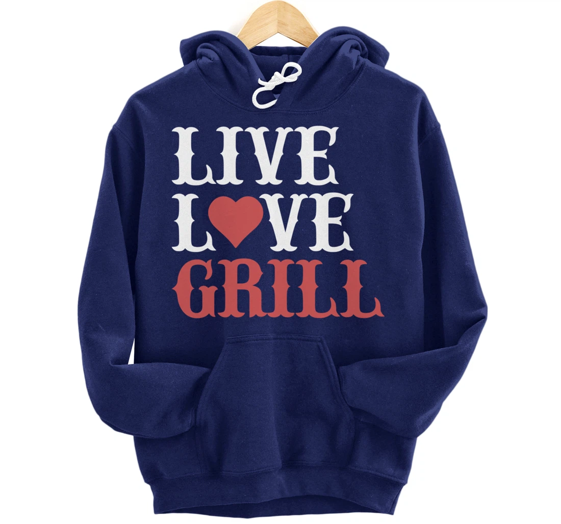 Funny Barbecue Live Love Graphic Women Men Meat Smoker Grill Pullover Hoodie