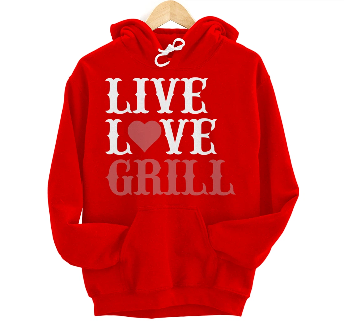 Funny Barbecue Live Love Graphic Women Men Meat Smoker Grill Pullover Hoodie