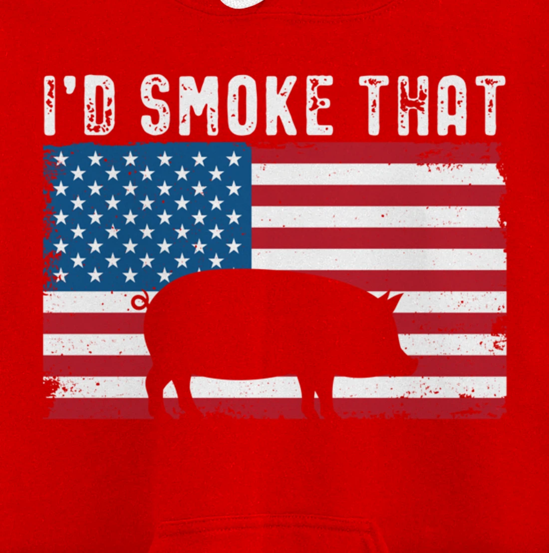 Patriotic Barbecue Pig Graphic American flag Meat Smoking Pullover Hoodie