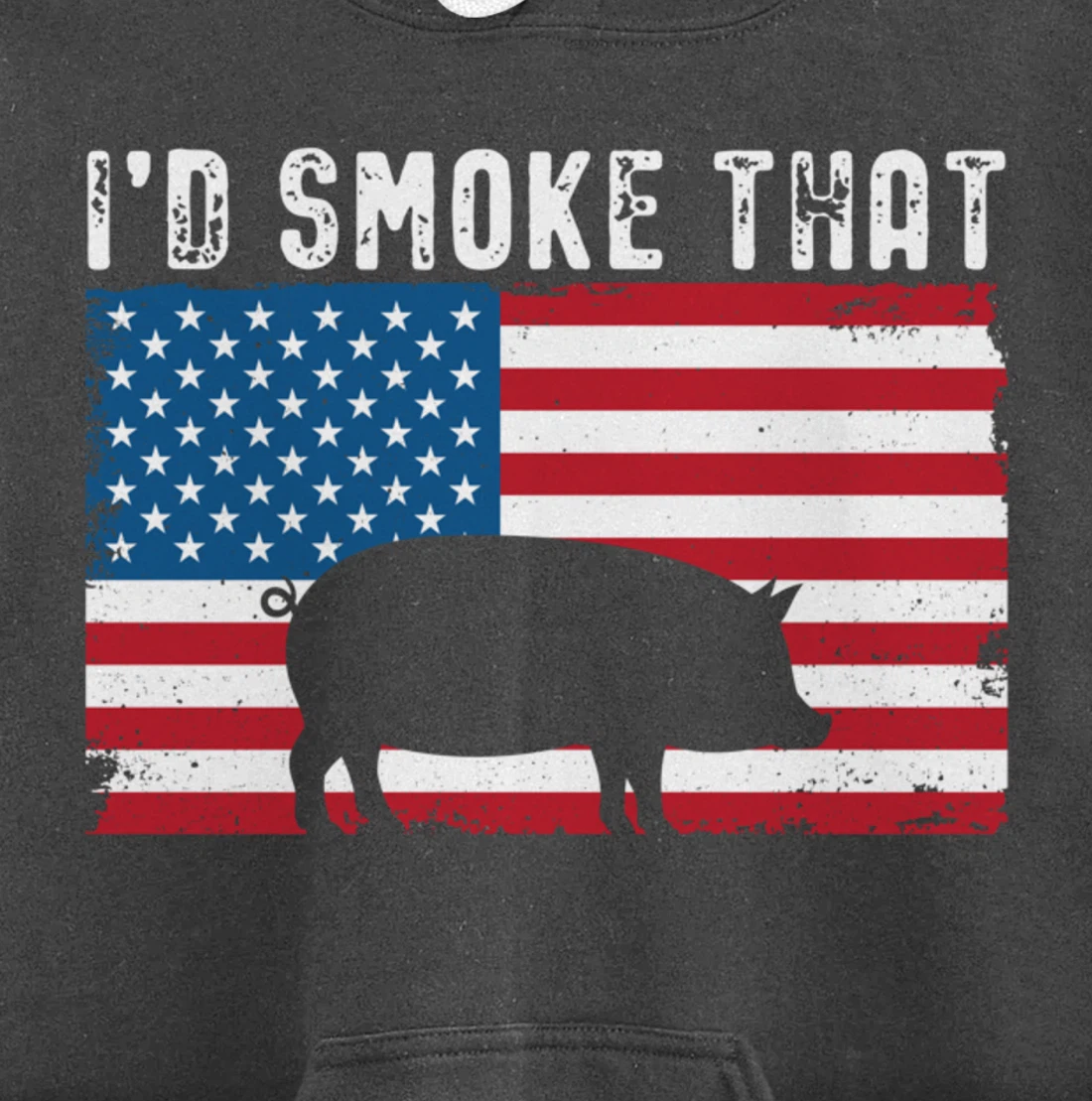 Patriotic Barbecue Pig Graphic American flag Meat Smoking Pullover Hoodie