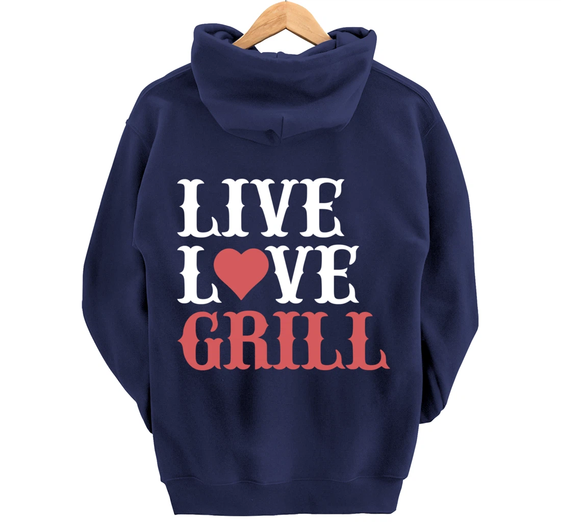 Funny Barbecue Live Love Graphic Women Men Meat Smoker Grill Pullover Hoodie