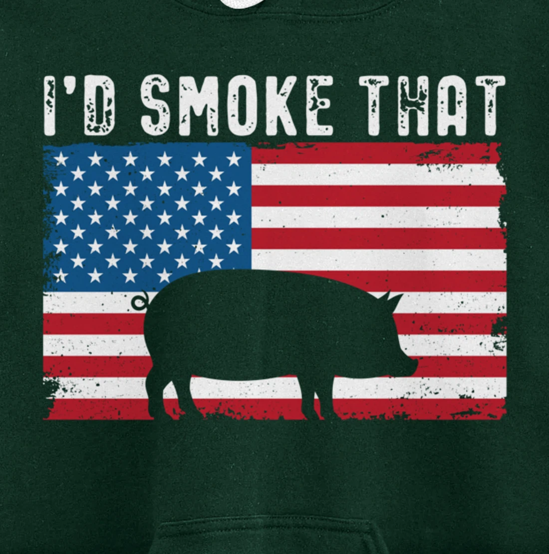Patriotic Barbecue Pig Graphic American flag Meat Smoking Pullover Hoodie