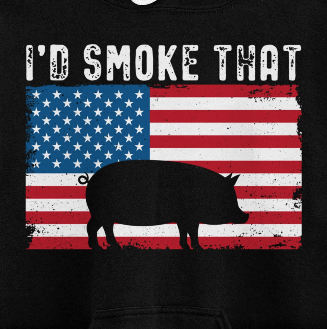 Patriotic Barbecue Pig Graphic American flag Meat Smoking Pullover Hoodie