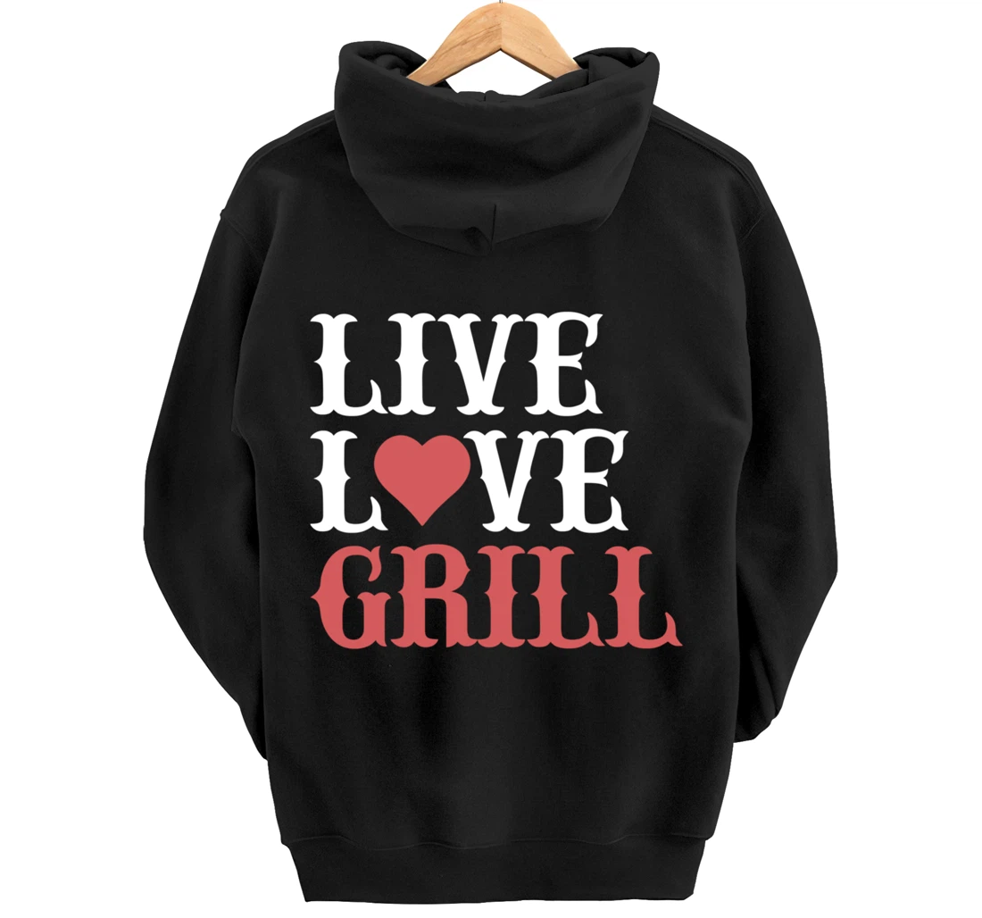 Funny Barbecue Live Love Graphic Women Men Meat Smoker Grill Pullover Hoodie