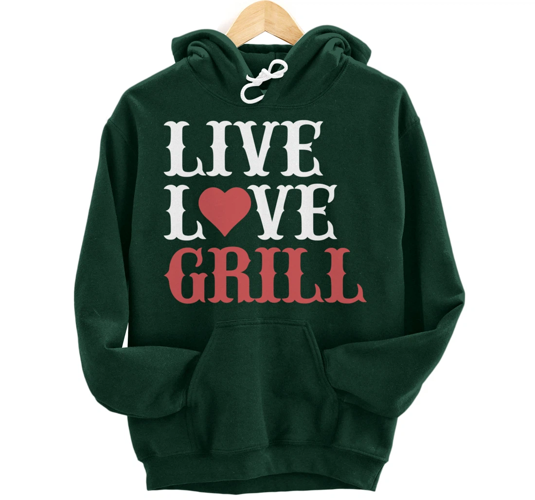 Funny Barbecue Live Love Graphic Women Men Meat Smoker Grill Pullover Hoodie