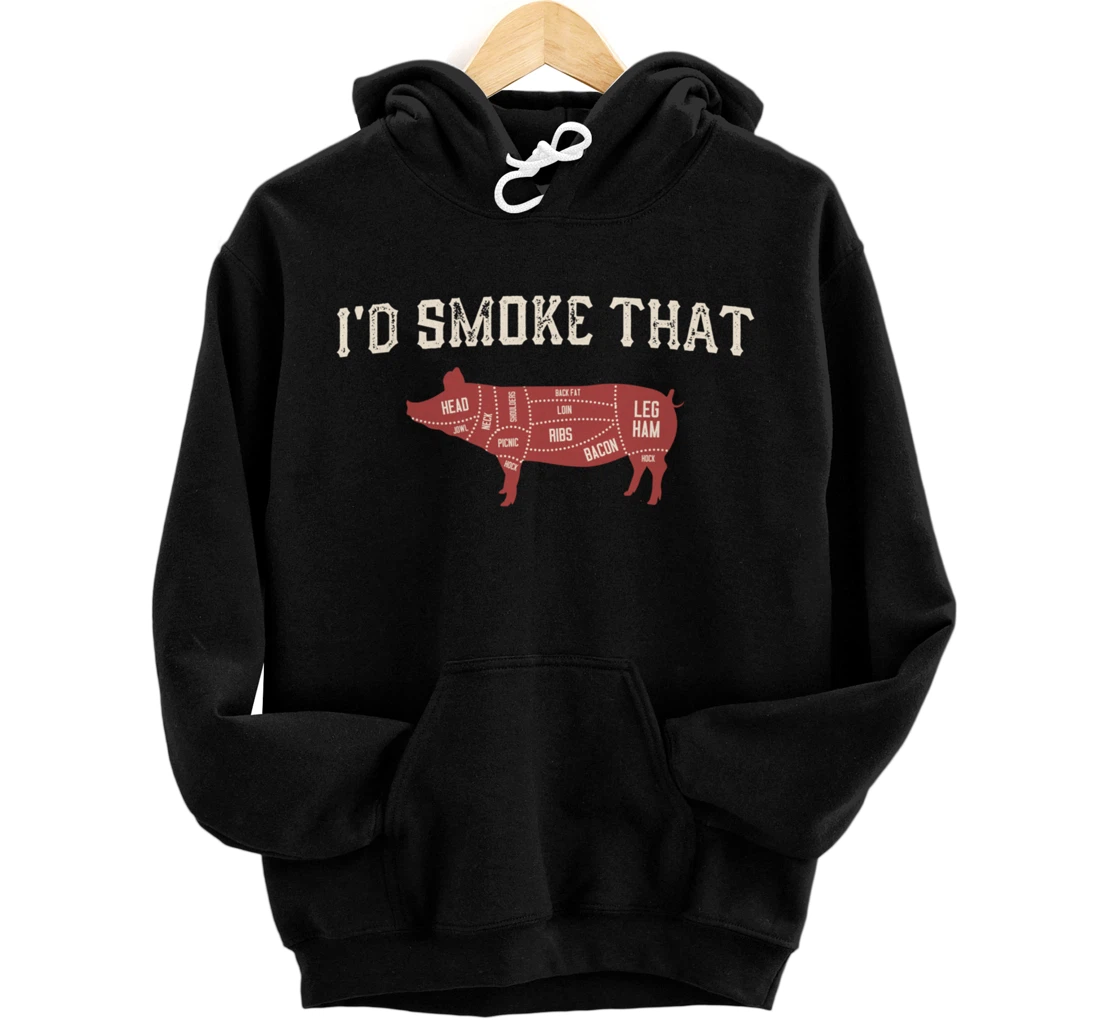 Funny Barbecue Lover Pig Graphic Women Men Meat Smoking BBQ Pullover Hoodie