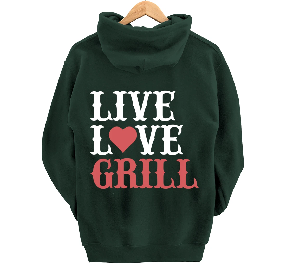Funny Barbecue Live Love Graphic Women Men Meat Smoker Grill Pullover Hoodie