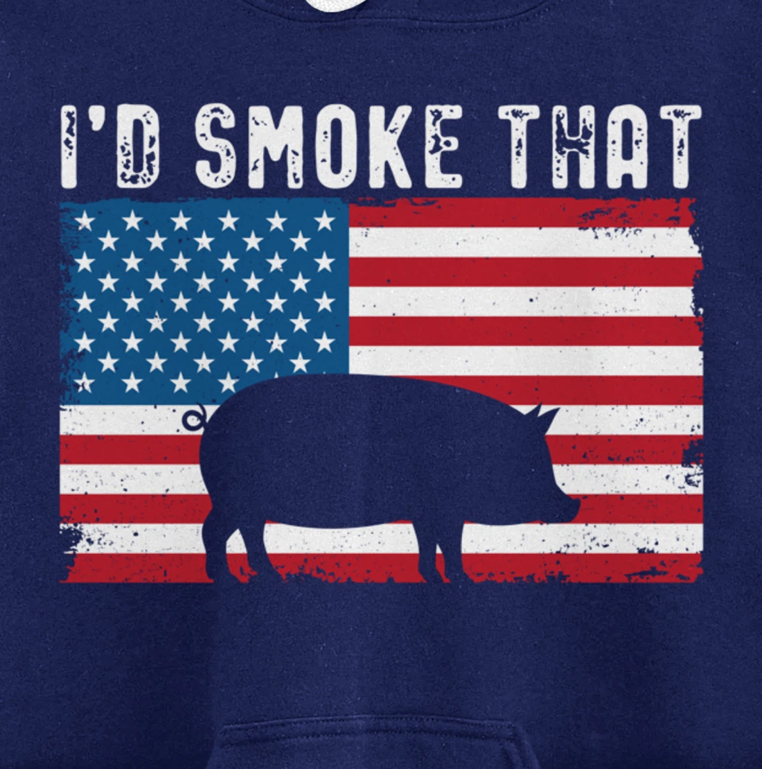 Patriotic Barbecue Pig Graphic American flag Meat Smoking Pullover Hoodie