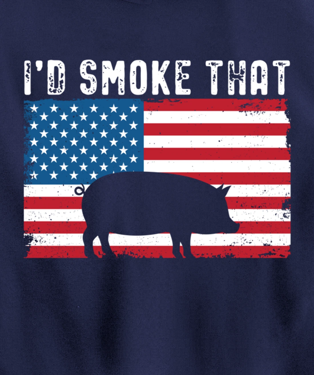 Patriotic Barbecue Pig Graphic American flag Meat Smoking Pullover Hoodie