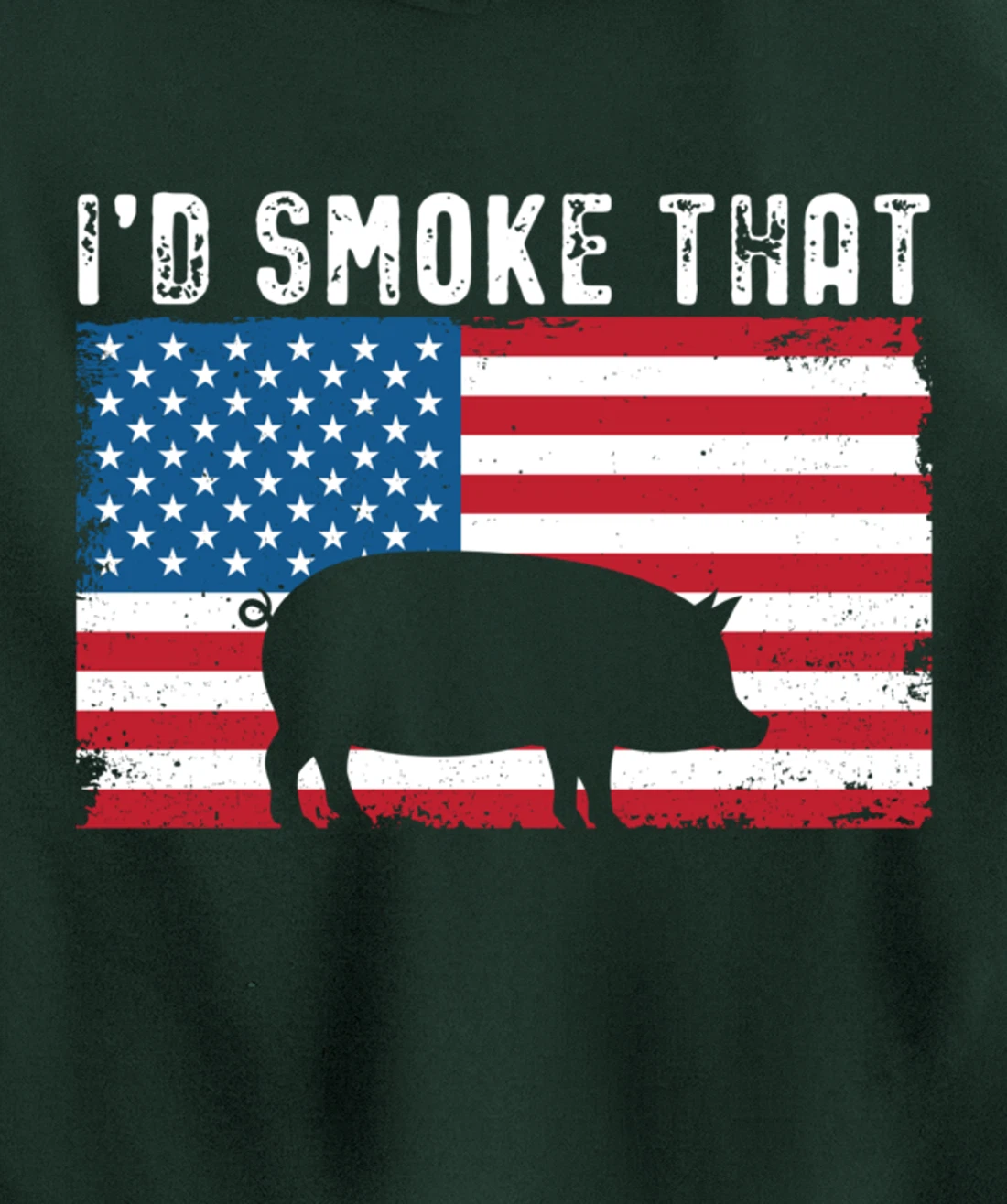 Patriotic Barbecue Pig Graphic American flag Meat Smoking Pullover Hoodie