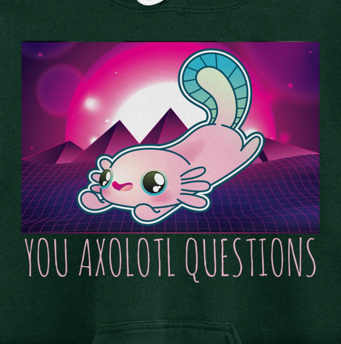 You Axolotl Questions Funny Animal Pun Vaporwave Aesthetic Pullover Hoodie