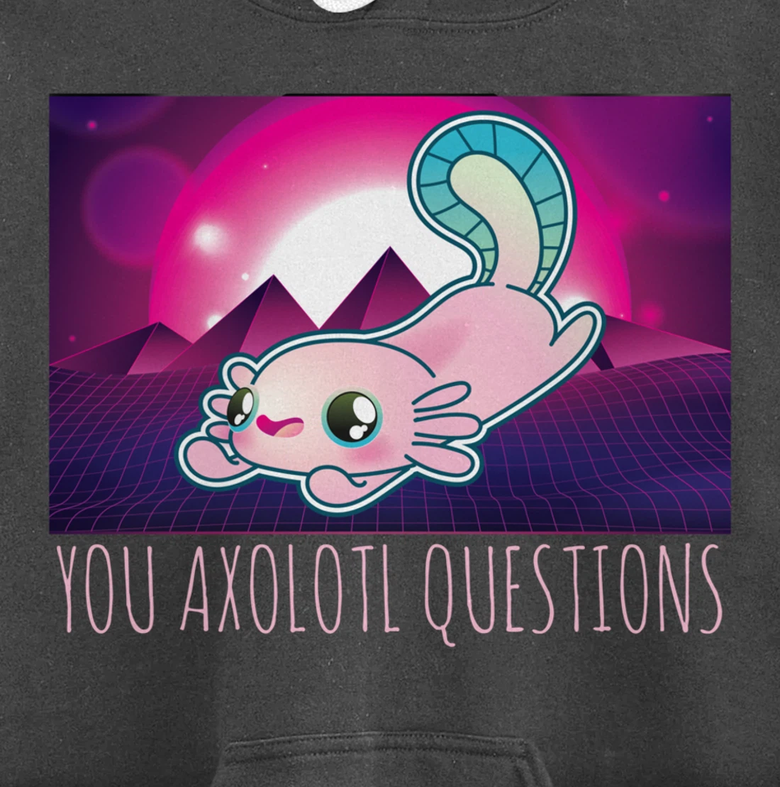 You Axolotl Questions Funny Animal Pun Vaporwave Aesthetic Pullover Hoodie