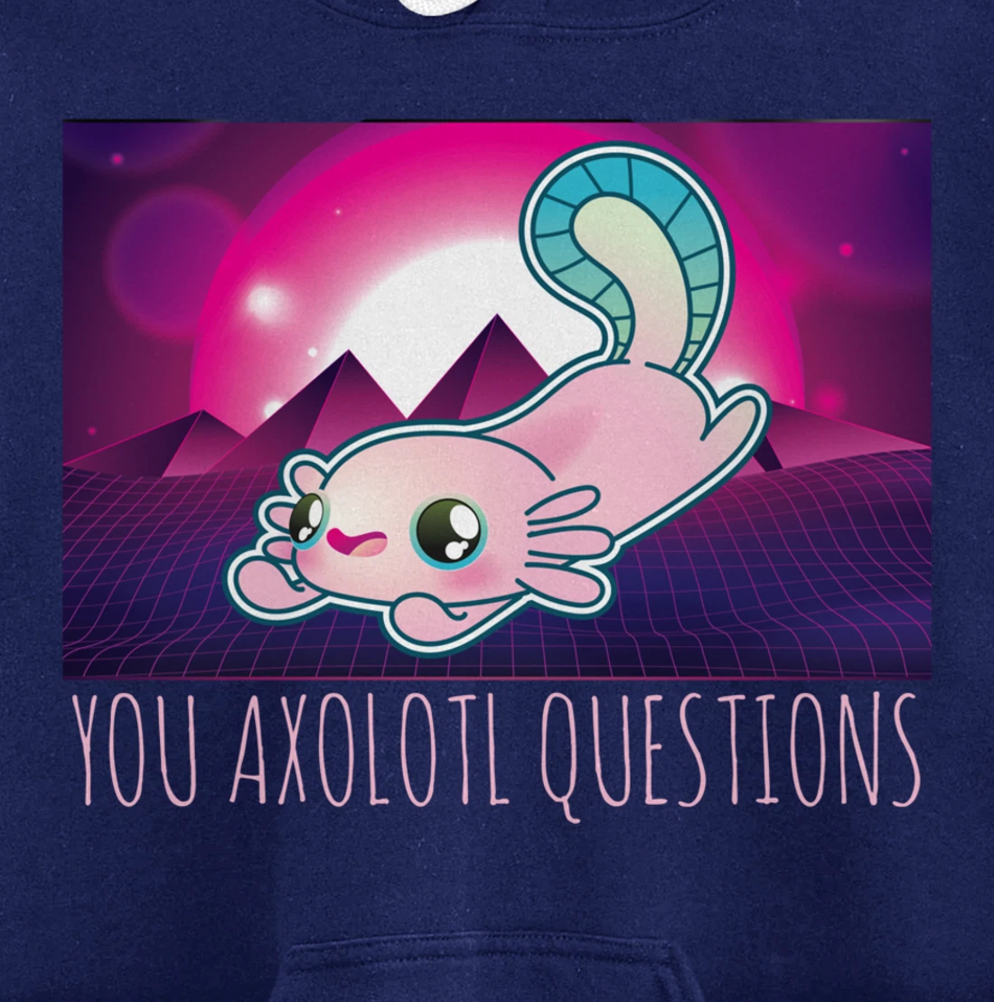 You Axolotl Questions Funny Animal Pun Vaporwave Aesthetic Pullover Hoodie