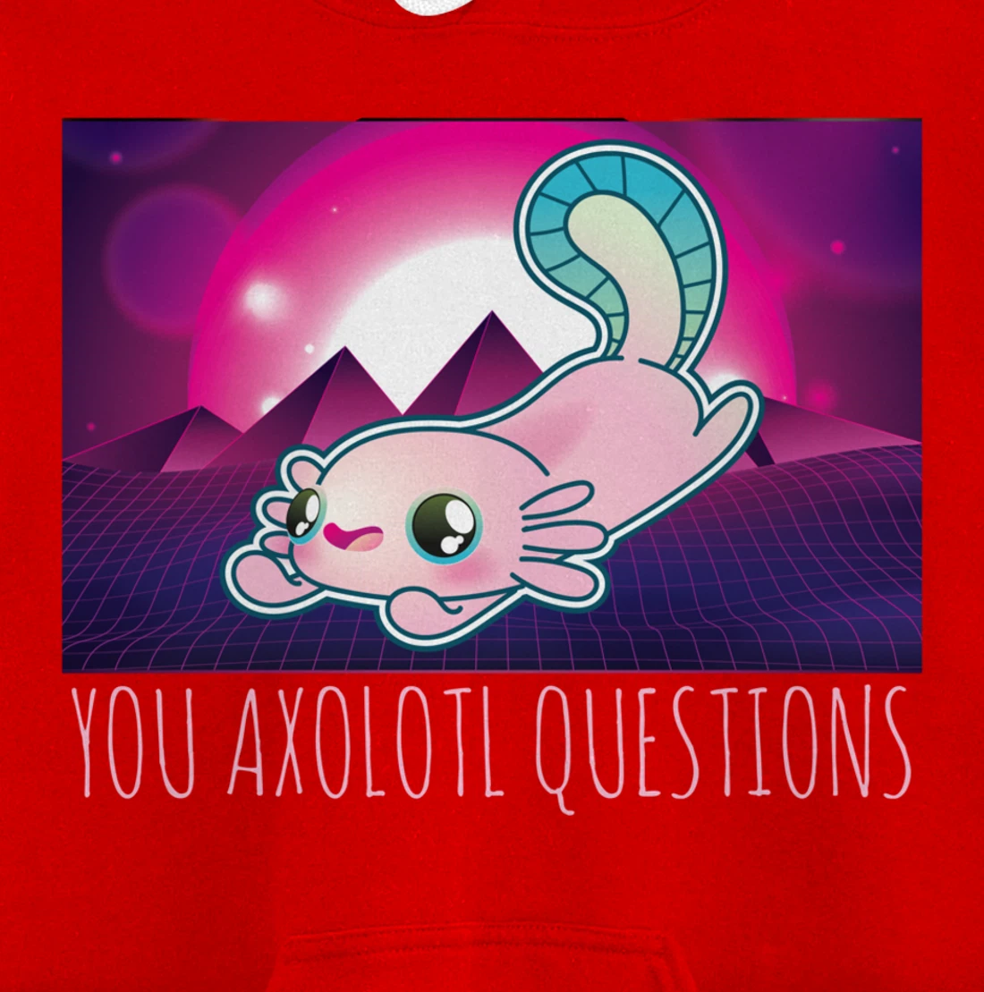 You Axolotl Questions Funny Animal Pun Vaporwave Aesthetic Pullover Hoodie
