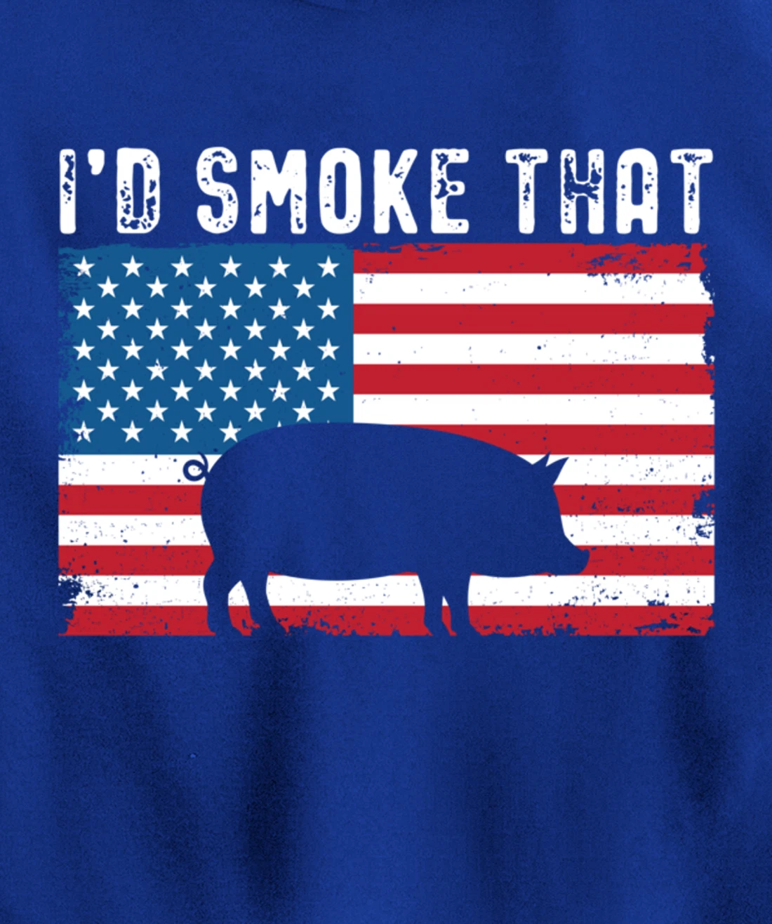 Patriotic Barbecue Pig Graphic American flag Meat Smoking Pullover Hoodie