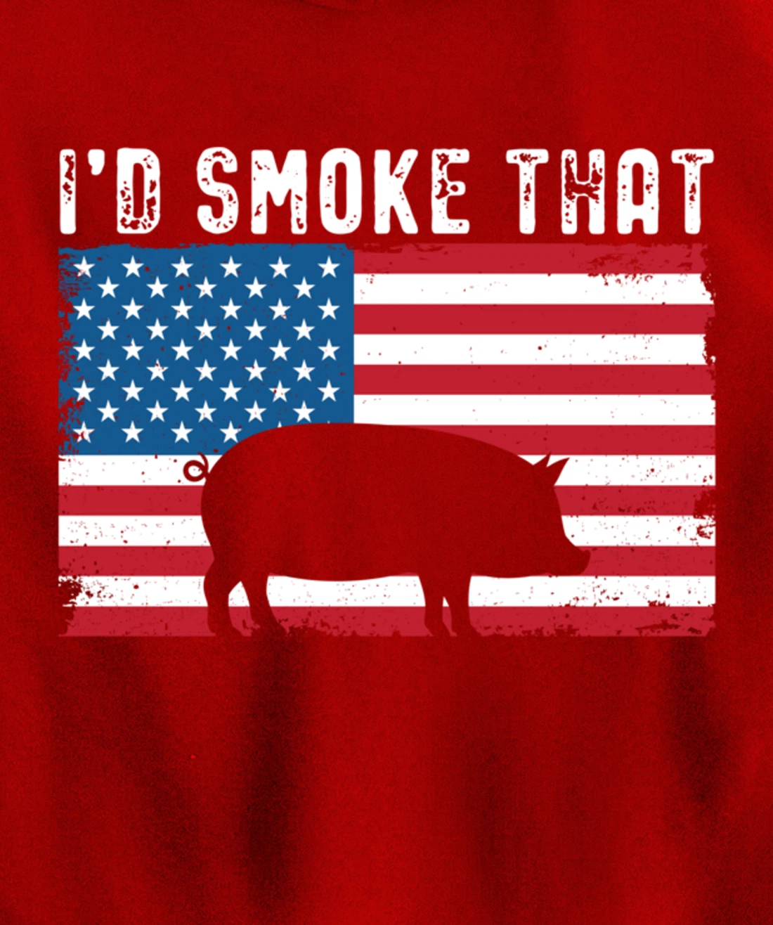 Patriotic Barbecue Pig Graphic American flag Meat Smoking Pullover Hoodie