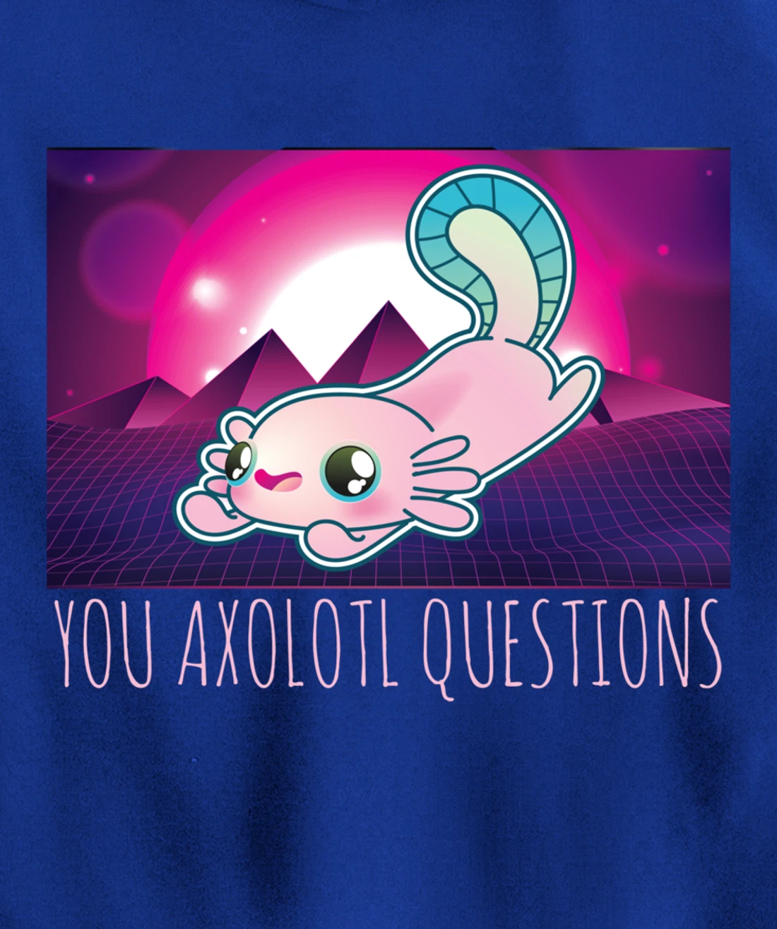 You Axolotl Questions Funny Animal Pun Vaporwave Aesthetic Pullover Hoodie