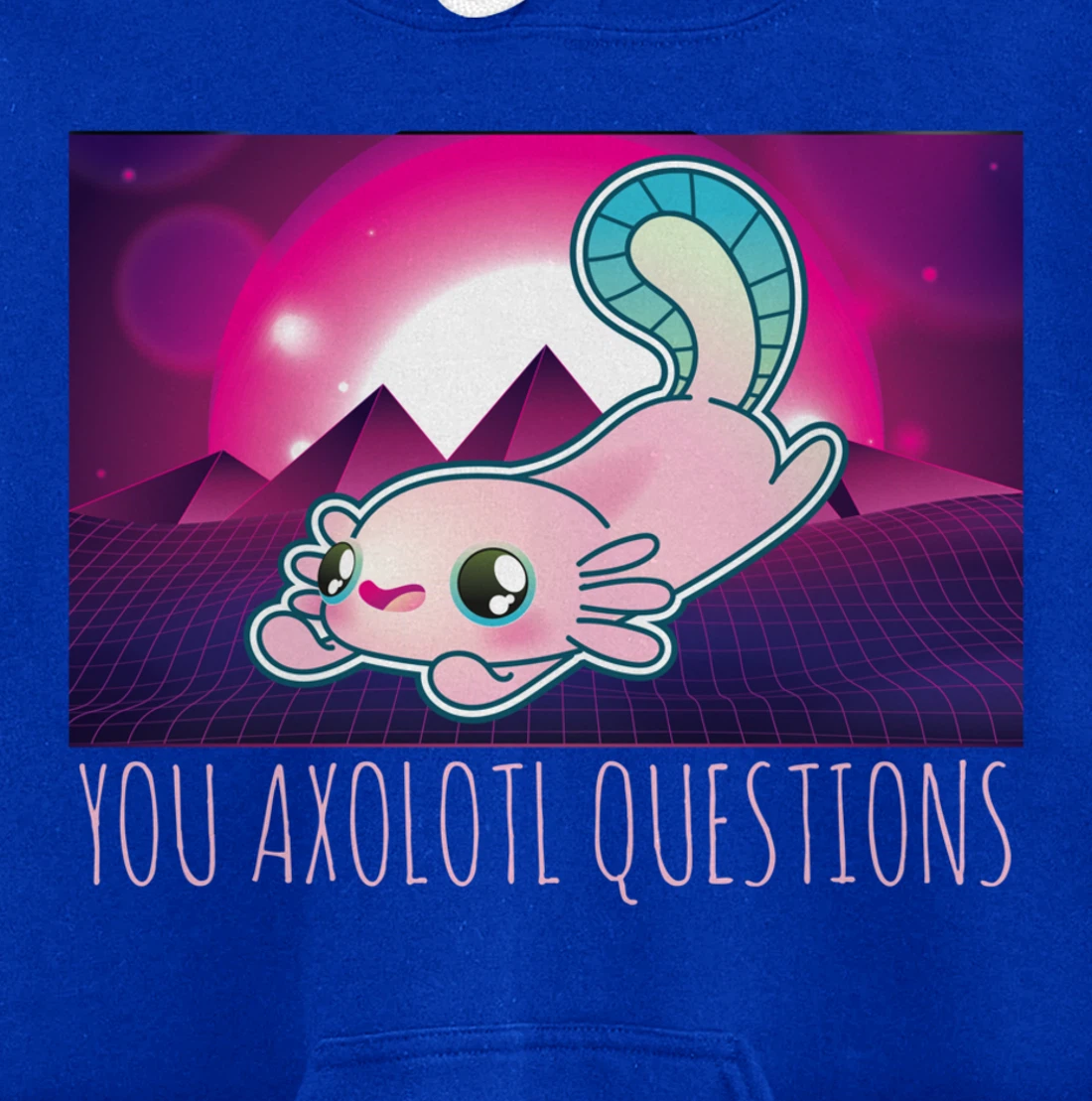 You Axolotl Questions Funny Animal Pun Vaporwave Aesthetic Pullover Hoodie