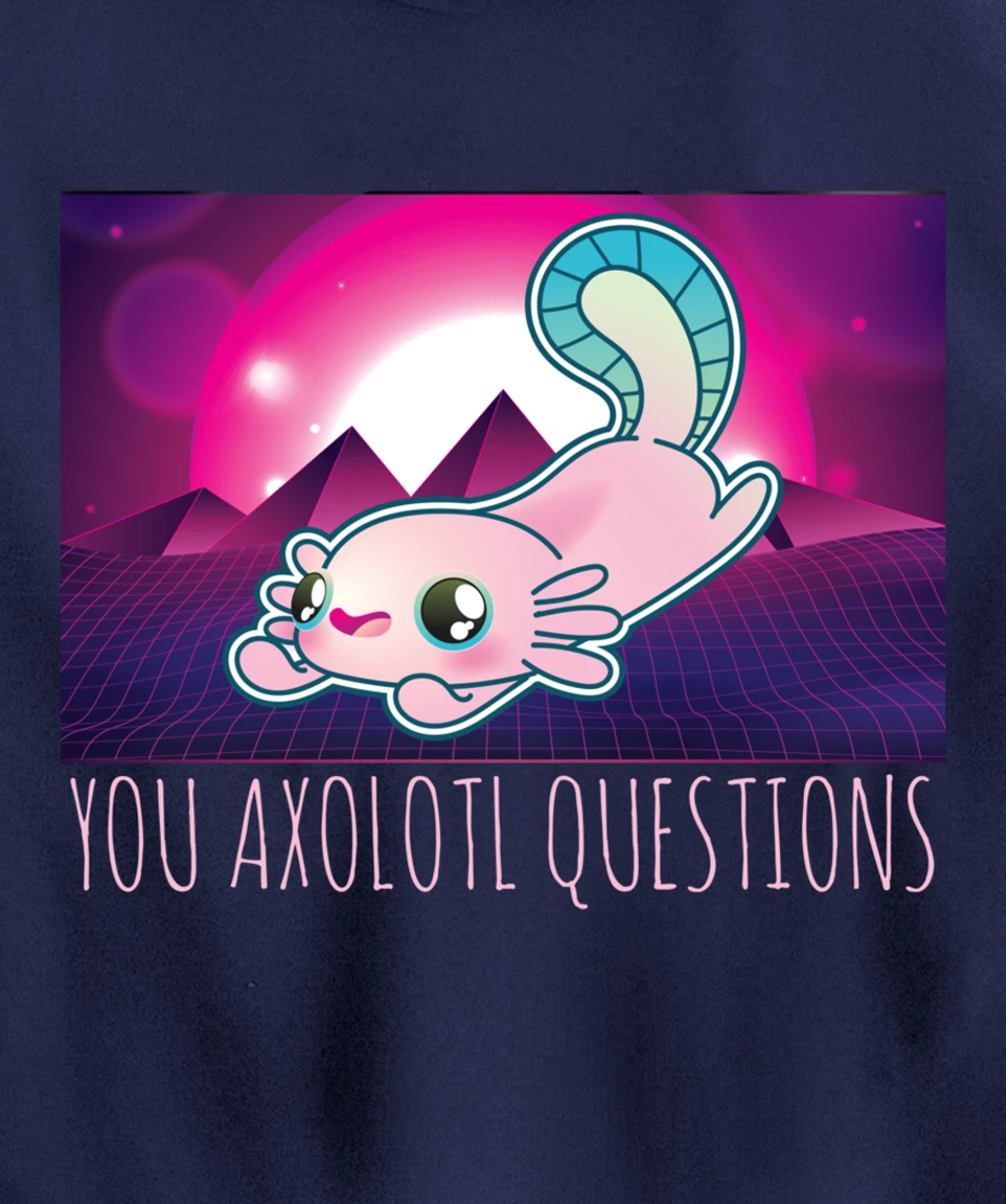 You Axolotl Questions Funny Animal Pun Vaporwave Aesthetic Pullover Hoodie