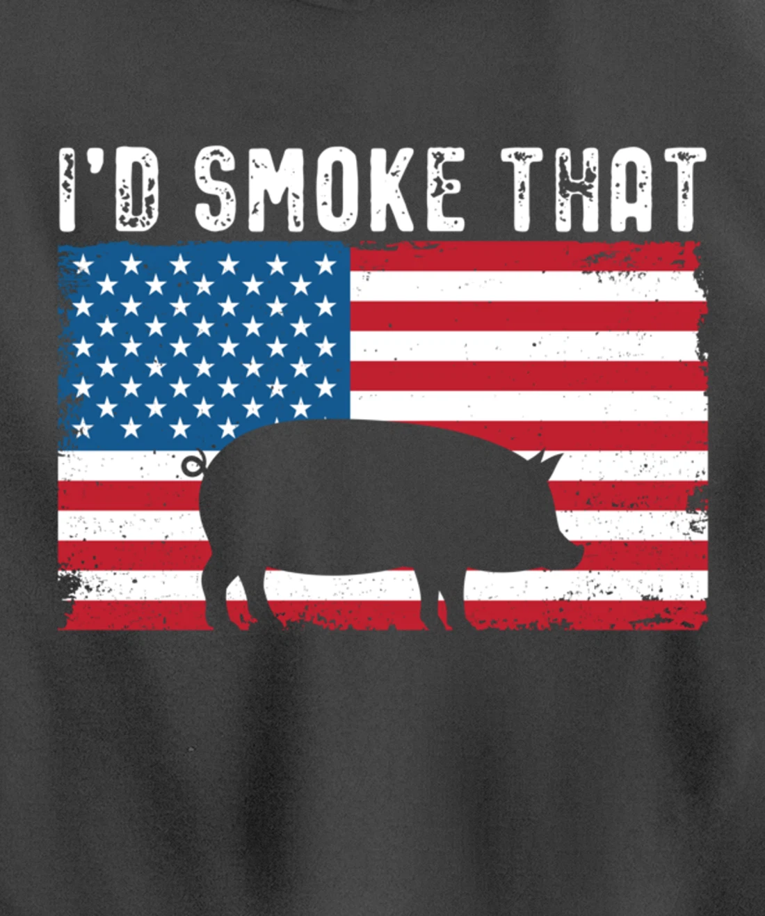 Patriotic Barbecue Pig Graphic American flag Meat Smoking Pullover Hoodie