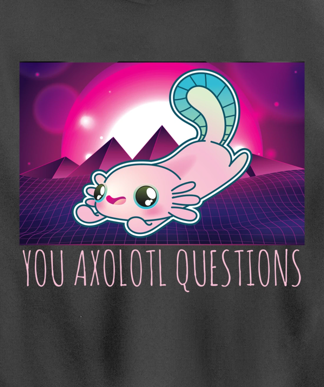 You Axolotl Questions Funny Animal Pun Vaporwave Aesthetic Pullover Hoodie