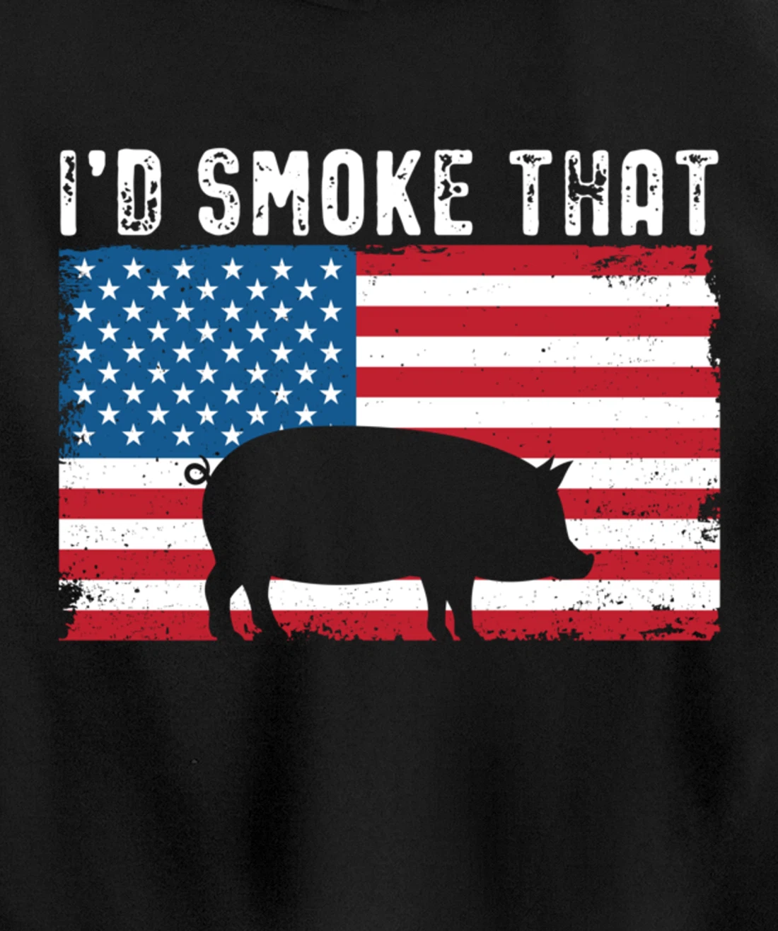 Patriotic Barbecue Pig Graphic American flag Meat Smoking Pullover Hoodie