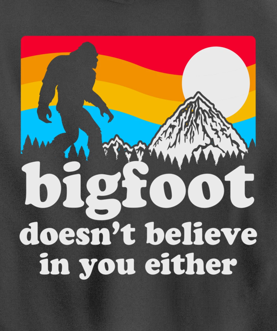 Funny Bigfoot Doesn't Believe You In You Either Gag Gift Pullover Hoodie