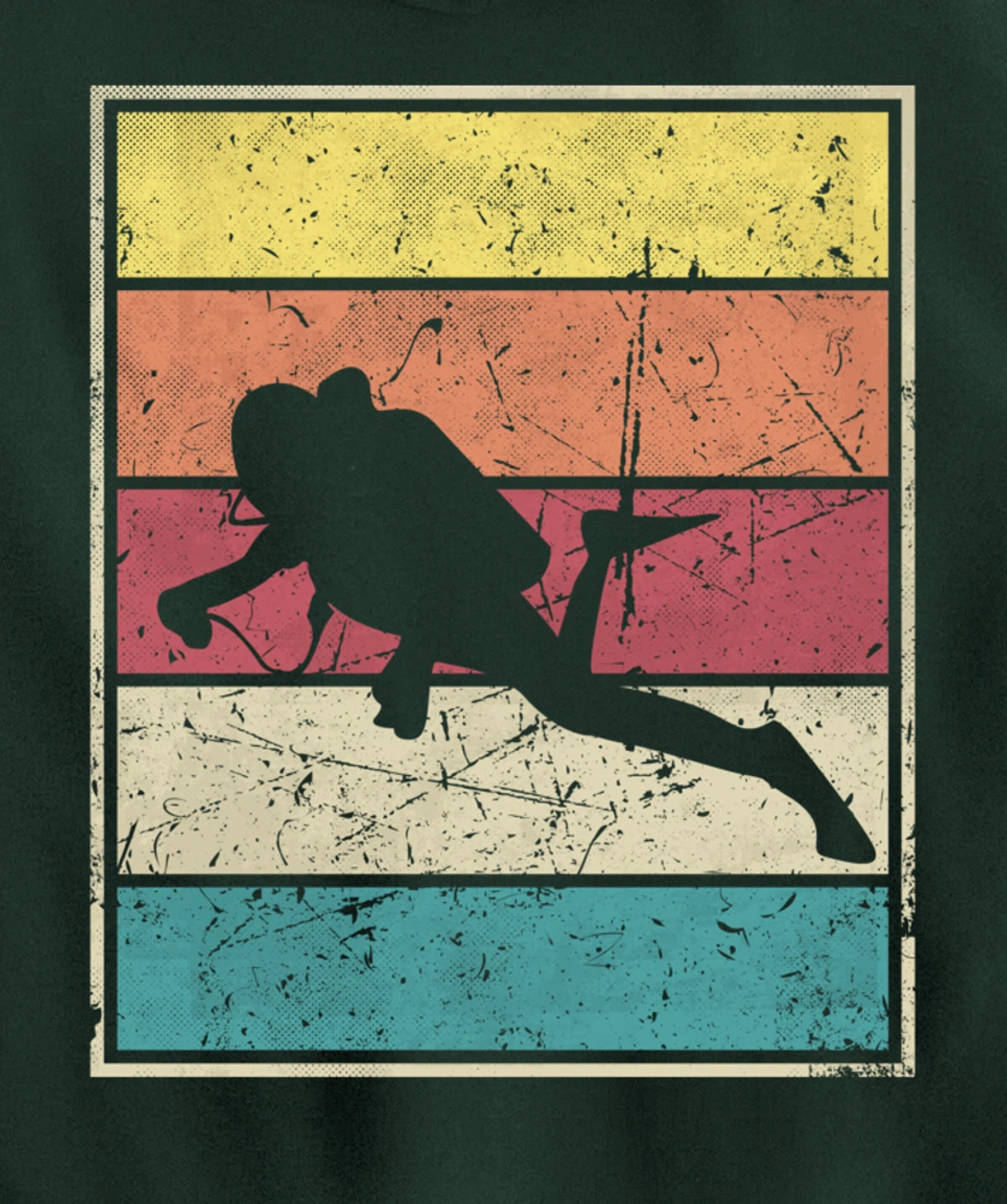 Scuba diving. Retro Vintage Classic With Stripes Pullover Hoodie