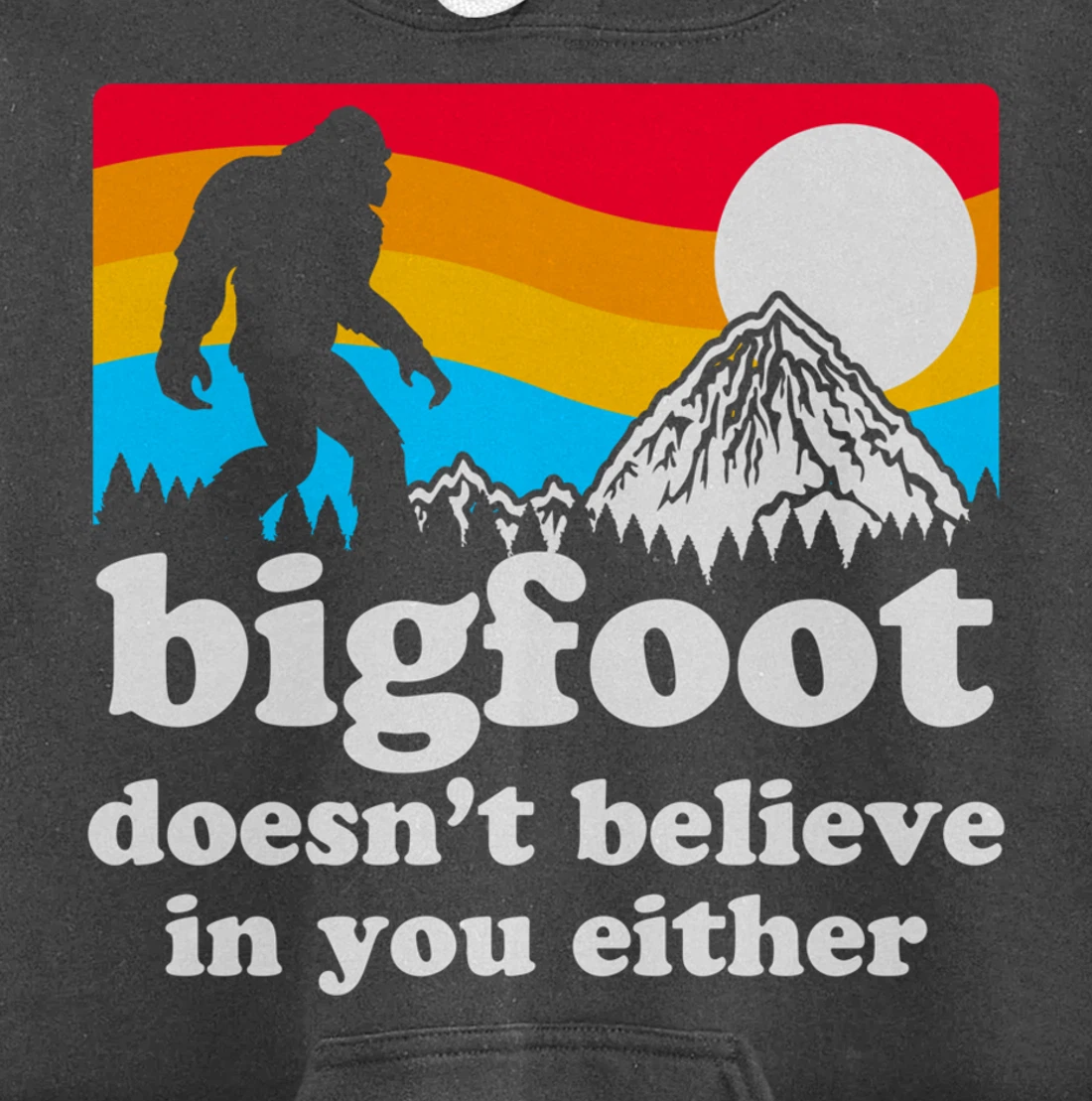 Funny Bigfoot Doesn't Believe You In You Either Backside Pullover Hoodie