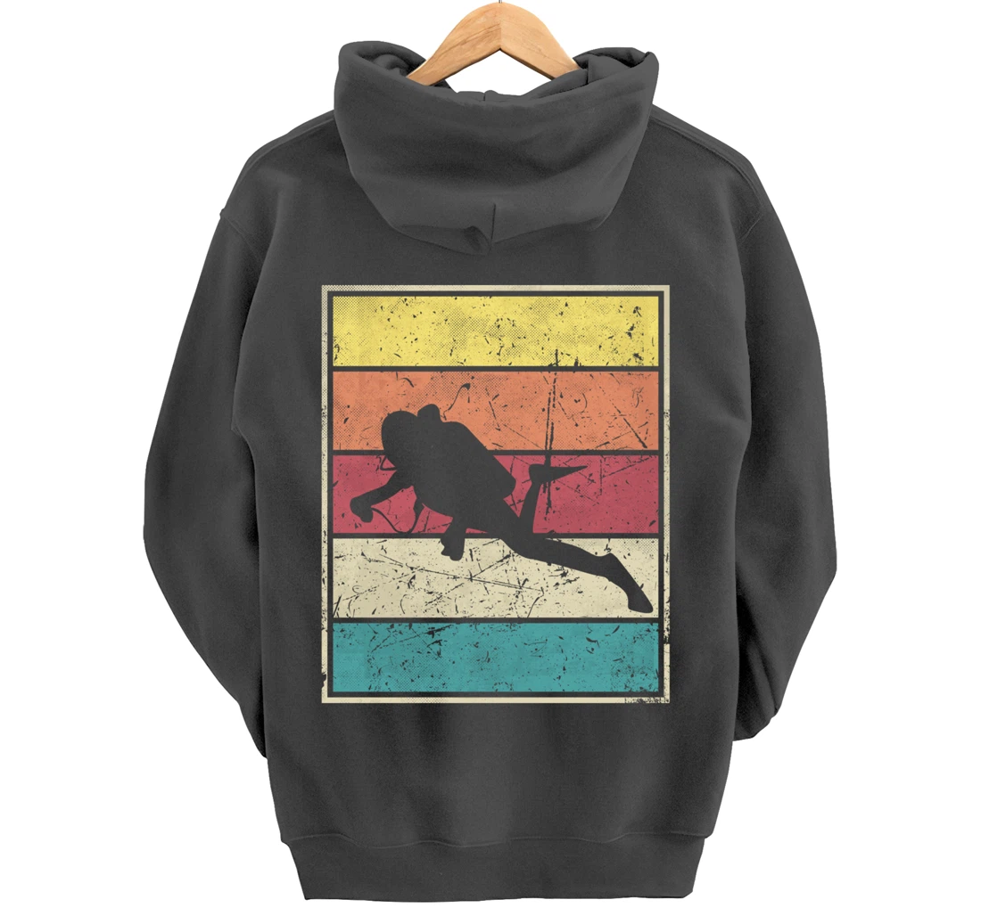 Scuba diving. Retro Vintage Classic With Stripes Pullover Hoodie
