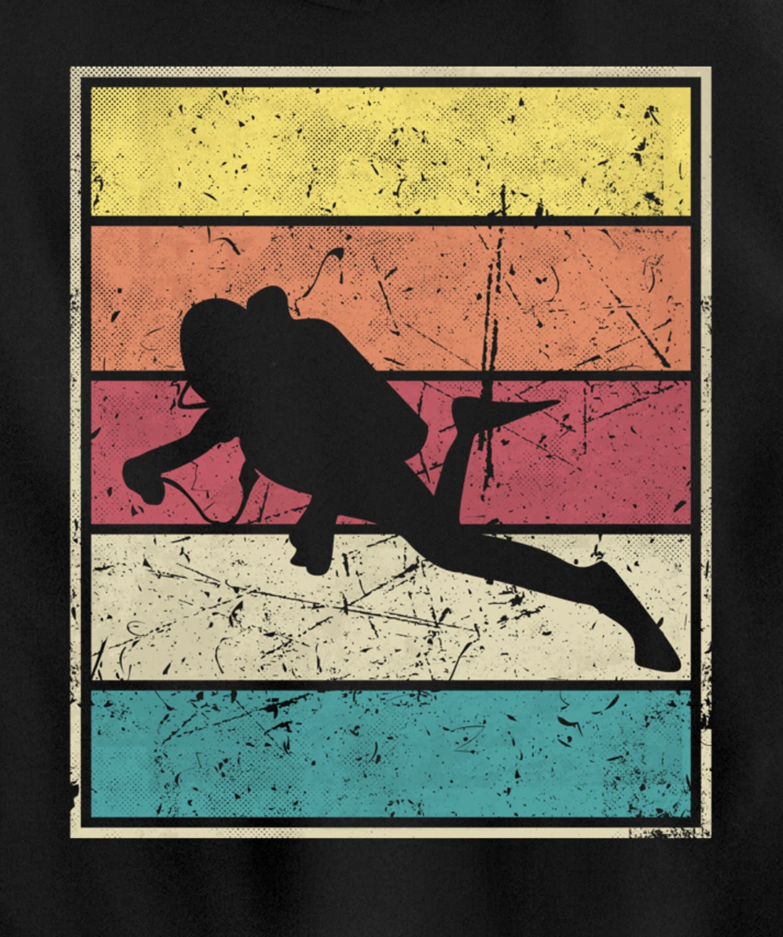 Scuba diving. Retro Vintage Classic With Stripes Pullover Hoodie