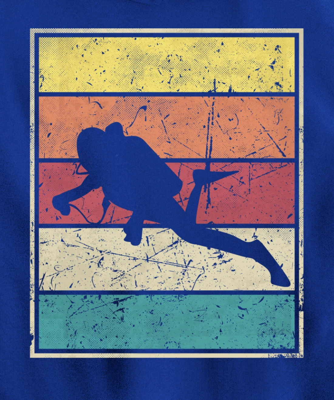 Scuba diving. Retro Vintage Classic With Stripes Pullover Hoodie