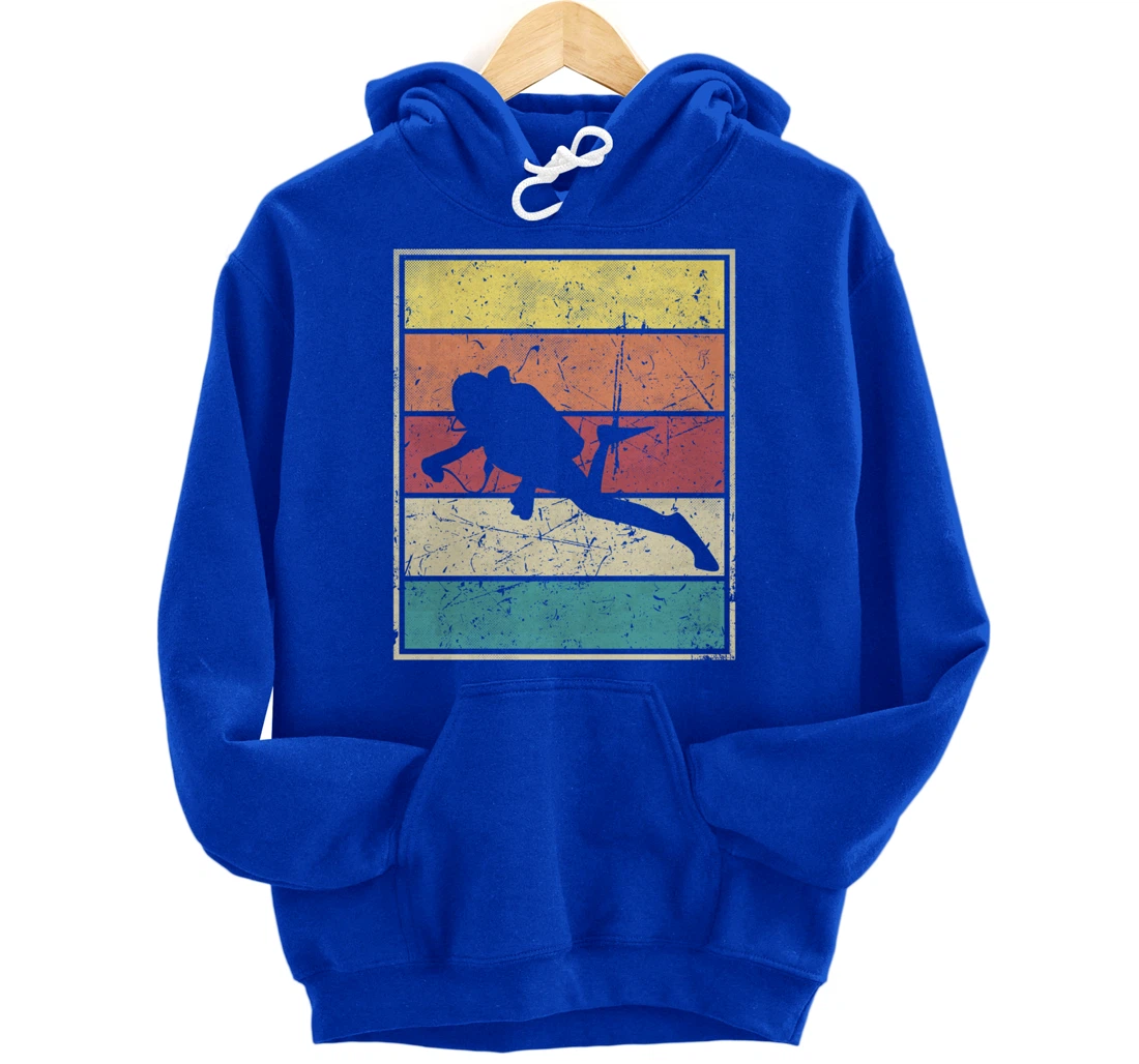 Scuba diving. Retro Vintage Classic With Stripes Pullover Hoodie