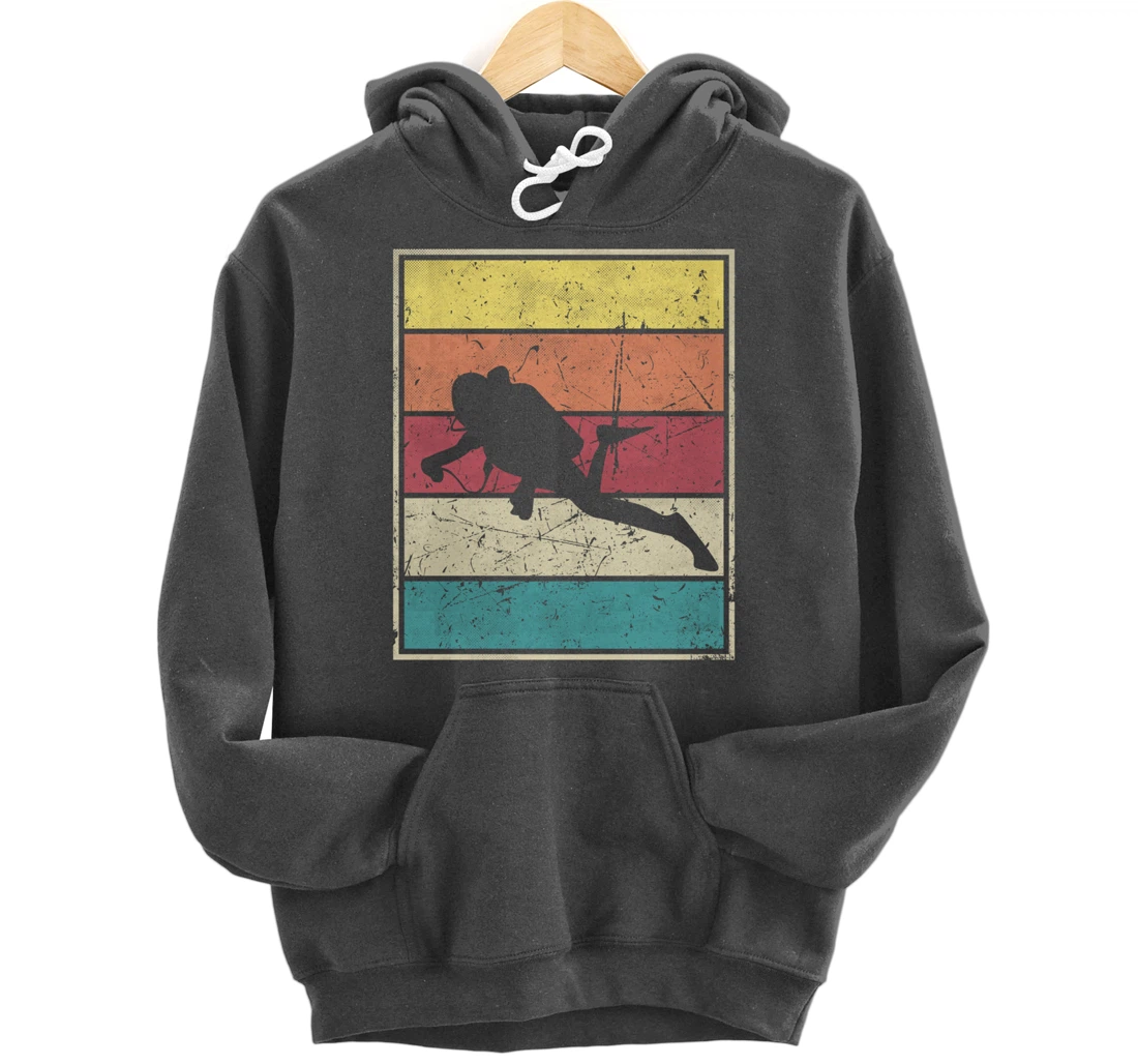 Scuba diving. Retro Vintage Classic With Stripes Pullover Hoodie