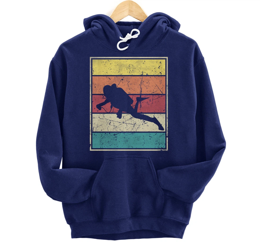Scuba diving. Retro Vintage Classic With Stripes Pullover Hoodie