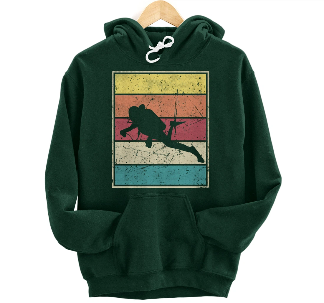 Scuba diving. Retro Vintage Classic With Stripes Pullover Hoodie