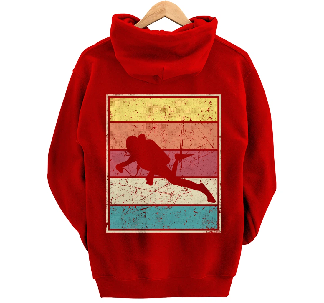 Scuba diving. Retro Vintage Classic With Stripes Pullover Hoodie
