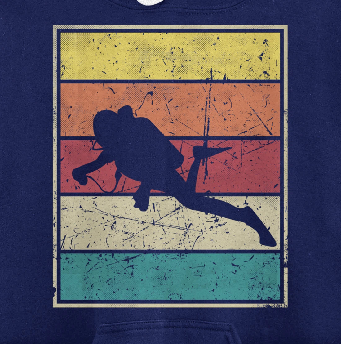 Scuba diving. Retro Vintage Classic With Stripes Pullover Hoodie