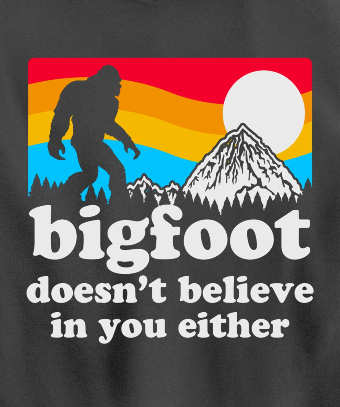 Funny Bigfoot Doesn't Believe You In You Either Backside Pullover Hoodie