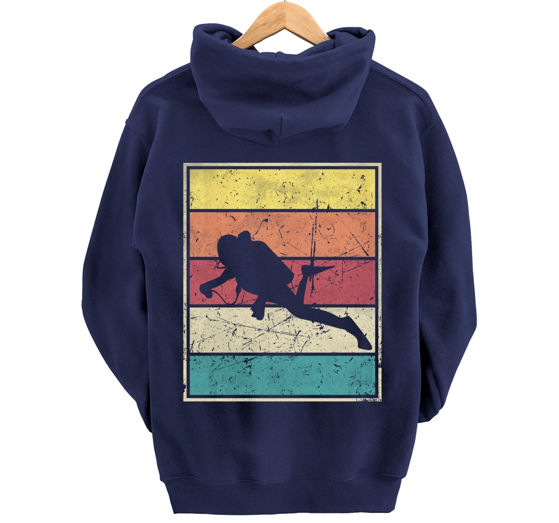 Scuba diving. Retro Vintage Classic With Stripes Pullover Hoodie