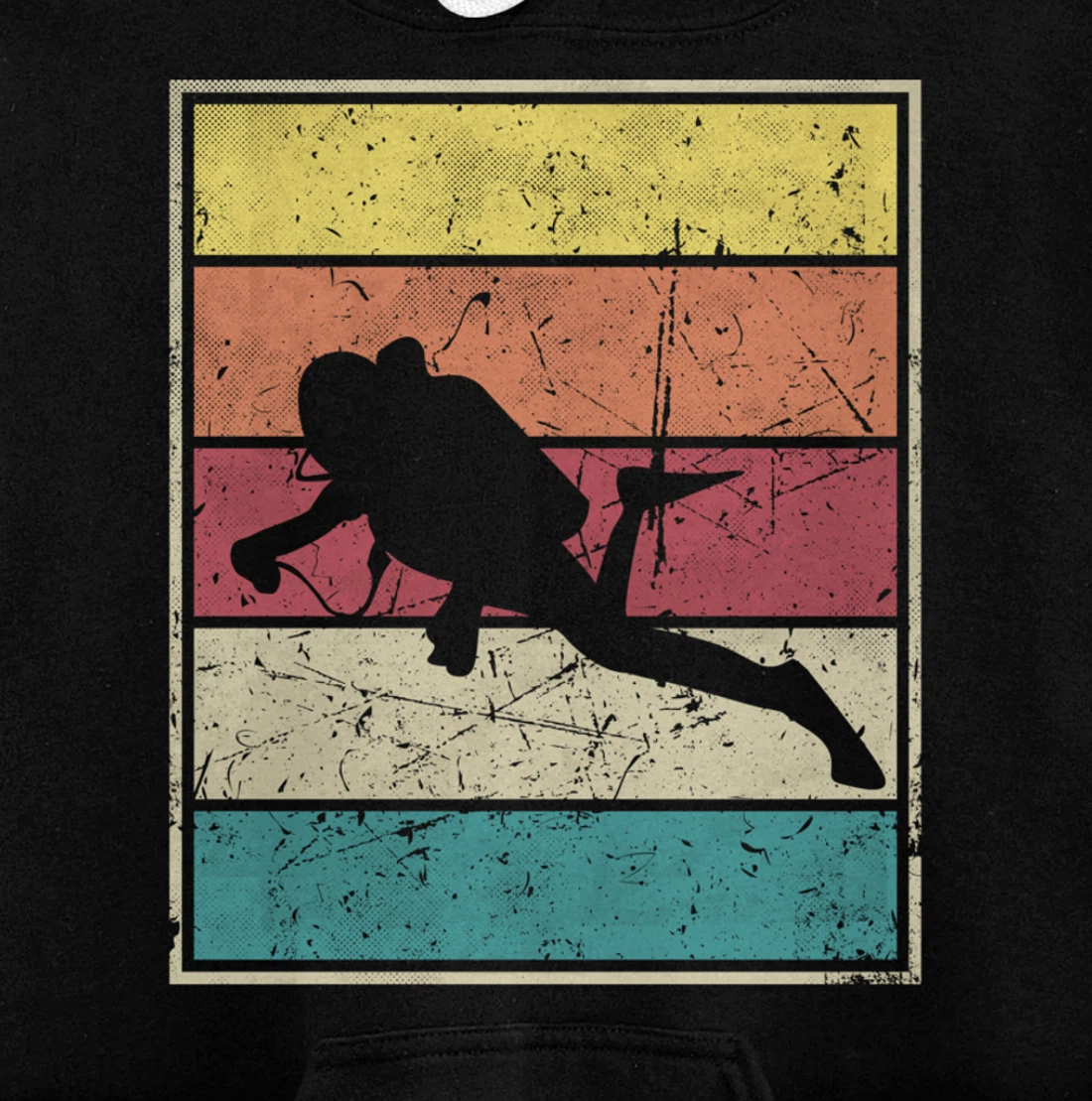 Scuba diving. Retro Vintage Classic With Stripes Pullover Hoodie