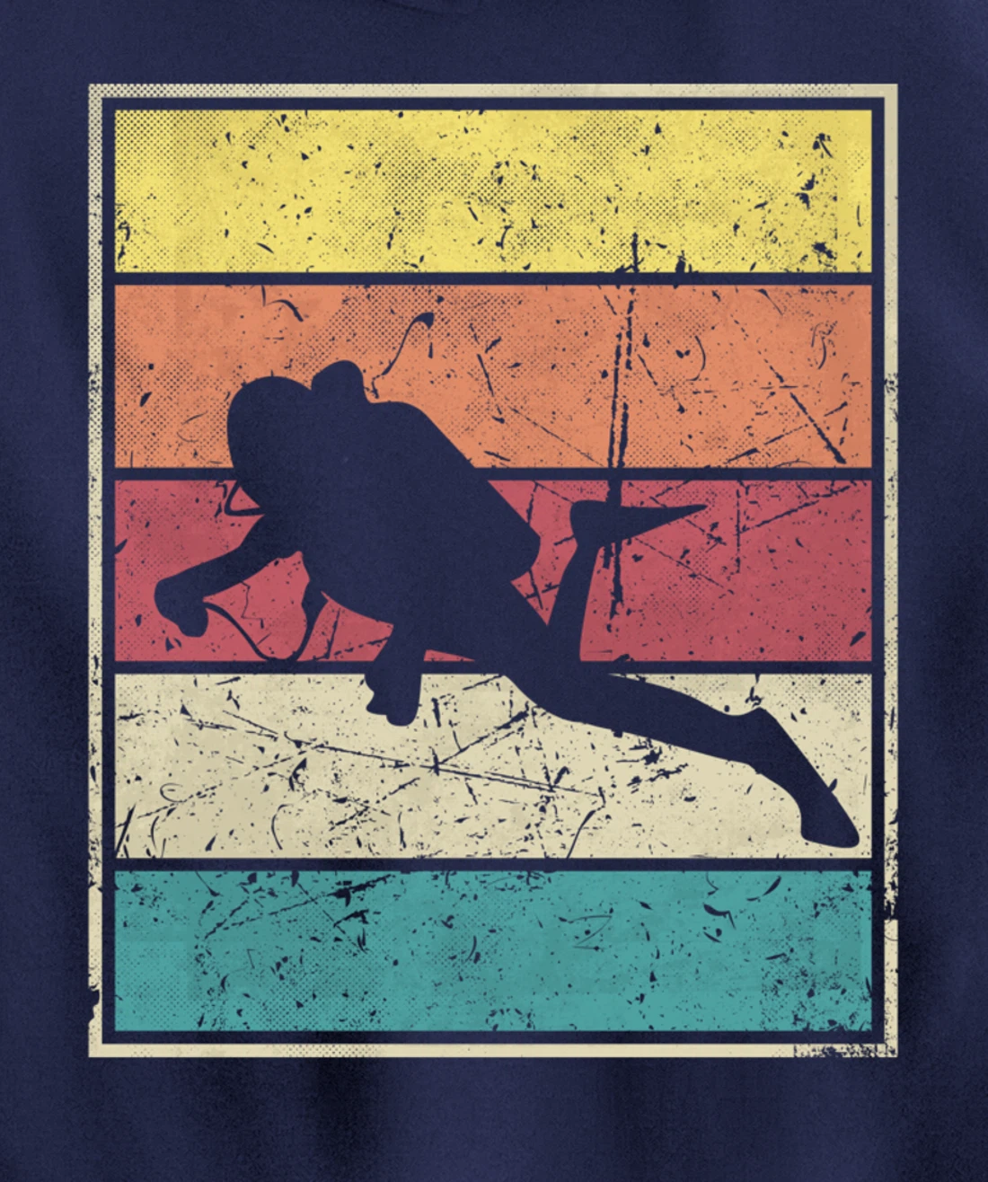 Scuba diving. Retro Vintage Classic With Stripes Pullover Hoodie